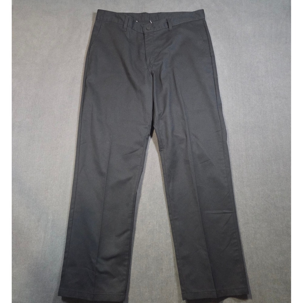 Genuine Dickies Work Pants Mens 34x30 Black Flat Front Twill Trousers GP8111BK